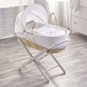 Kinder Valley - White Teddy Wash Day Palm Moses Basket with Folding Stand, Quilt, Padded Liner, Body Surround & Adjustable Hood - Grey - Grey