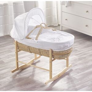 Kinder Valley - White Teddy Wash Day Palm Moses Basket with Rocking Stand, Quilt, Padded Liner, Body Surround & Adjustable Hood - Natural - Natural