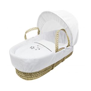 Kinder Valley - White Wish Upon a Star Palm Moses Basket With Quilt, Padded Liner, Body Surround and Adjustable Hood & Adjustable Hood