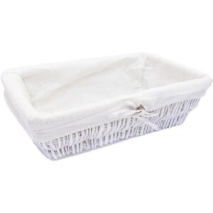 Topfurnishing - Wider shallow Wicker Storage Basket Hamper Basket [White,Small (34 x 20 x 9cm)] - White