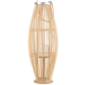 BELIANI Tall Natural Willow Wood Woven Lantern Candle Holder Light Wood Tahiti - Light Wood