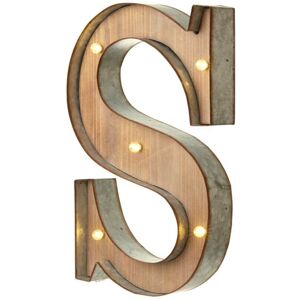 Heaven Sends - 41cm Battery Power Wood & Metal 's' led Light Up Circus Letter Indoor Home Decoration - Brown