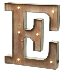 Heaven Sends - 41cm Battery Power Wood & Metal 'e' led Light Up Circus Letter Indoor Home Decoration - Brown