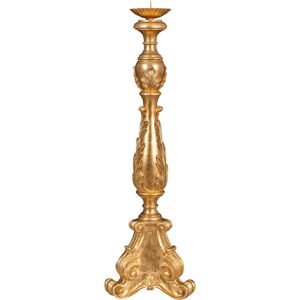 BISCOTTINI Wooden candelabrum with antique gold leaf finish made in italy