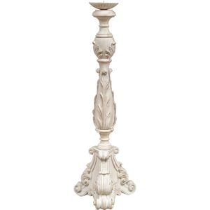 BISCOTTINI Wooden candlestick in white antique finish made in italy