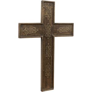 BISCOTTINI Wooden Cross L45xPR3xH68 cm, Wall decoration with relief finishes