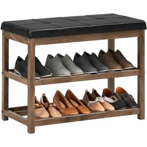 COSTWAY Wooden Shoe Rack Bench Shoe Storage Cabinet Organizer Stand with Seat Cushion