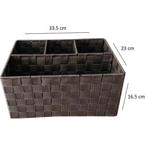 TOPFURNISHING Woven Storage Box Basket Bin Container Tote Organiser Divider For Home Office [Brown,33.5 x 23 x 16.5 cm] - Brown