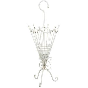 BISCOTTINI Wrought iron umbrella stand Outdoor and indoor umbrella holder Umbrella design Vintage style Drip-proof 32x32x83 White