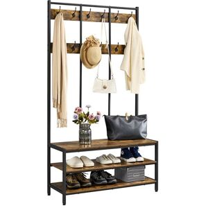 Industrial Hall tree Hallway Rack,100cmx40cmx185cm, Rustic Brown - rustic brown - Yaheetech