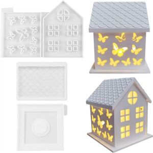 Tlily - 1 Set 3D House Silicone Molds for Butterfly Candle Holder Mold