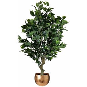 100cm Leaf Realistic Artificial Ficus Tree / Plant Bush Ficus Copper Curve Planter