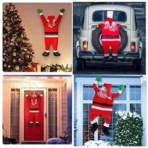 DHKLFA 108/170cm Large Hanging Christmas Decoration, Santa Claus Hanging for Indoor and Outdoor, Home, Door, Wall, Window, Car, Stairs, Roofs, Red