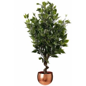 110cm Leaf Realistic Artificial Ficus Tree / Plant Copper Curve Planter