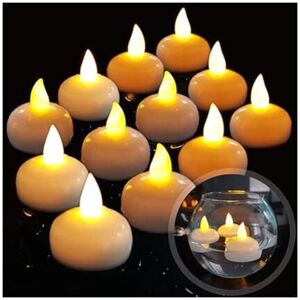 Linghhang - 12 led Flameless Floating Candle, Waterproof Battery Operated Flickering Led Tea Lights Floating on Water for Wedding, Party,