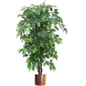 Leaf - 120cm Artificial Ficus Tree / Plant - Large Bushy Shape Copper Metal Planter