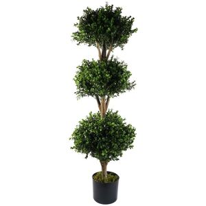 Leaf - 120cm Buxus Triple Ball Artificial Tree uv Resistant Outdoor Topiary