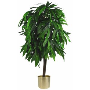 Leaf - 120cm Large Artificial Mango Tree Plant with Metal Planter