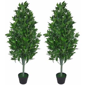Leaf - 120cm Realistic Artificial Bay Cone Pair Laurel Topiary