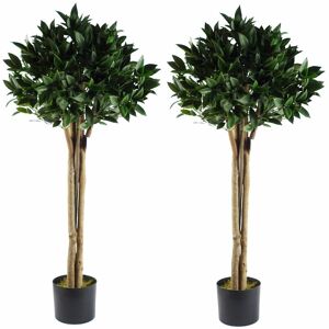 Leaf - 120cm Pair of Bay Tree Laurel uv Resistant Outdoor Topiary