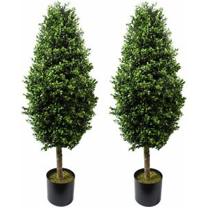 Leaf - 120cm Pair of Buxus Ball Cone Artificial Tree uv Resistant Outdoor