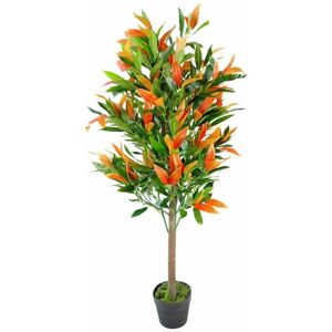 Leaf - 130cm Realistic Red Robin Artificial Ficus Tree Photinia Red Green