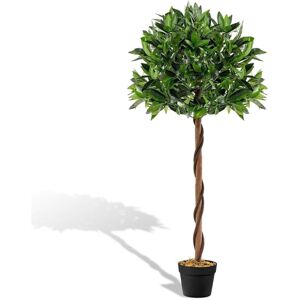 Costway - 150 cm Artificial Faux Ficus Tree Fake Greenery Potted Plant with 882 Leaves
