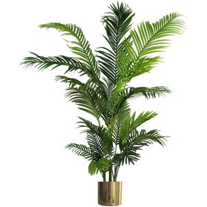Leaf 180cm Artificial Palm Tree Extra Large Gold Metal Planter