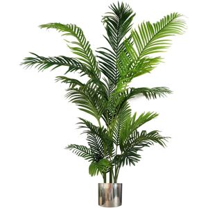 Leaf 180cm Artificial Palm Tree Extra Large Silver Metal Planter