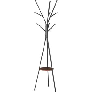 Homcom - 180cm Free Standing Coat Rack Metal Shelf Holder Stand Display Clothes Hat Brown