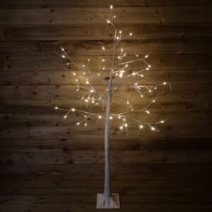 SNOWTIME 1.8m (6ft) Indoor Outdoor Christmas Lit Birch Tree with 80 Warm White LEDs