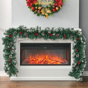 LIVINGANDHOME 270CM Christmas 50 LED Light Up Xmas Decor Hanging Rattan, Pine Cones