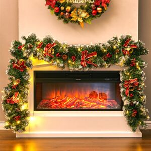LIVINGANDHOME 270CM Christmas Garland 50 LED Light Up Xmas Decor Hanging Rattan