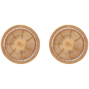Tlily - 2X Natural Boho Woven Wall Basket Decorative Rattan Decor Woven Wall Hanging