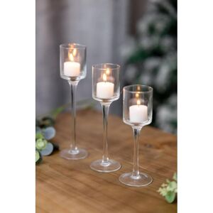 MARCO PAUL 3pc Glass Pillar Candle Holders Lantern Votive Holder Decorative Ornament Centre Piece Home Decor Ornamental Tea Light Candle Holders Christmas