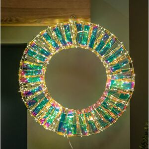 SAMUEL ALEXANDER 45cm Light up Iridescent Dream Christmas Wreath with 600 Warm White LEDs