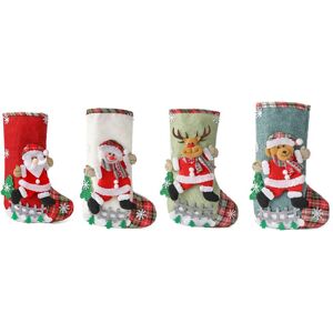 TLILY 4Pcs Christmas Stocking Socks Santa Xmas Fireplace Tree Ornaments New Year Decorations