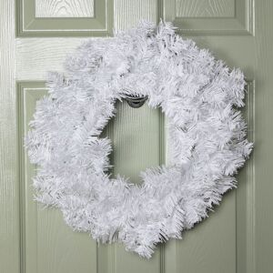 Samuel Alexander - 50cm Hanging Plain White Christmas Wreath with pvc Branches
