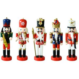 TLILY 5Pc/Set Christmas Nutcracker Wooden Ornaments Saxophone Soldiers Manual Decorations 13cm Tree Decoration