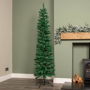 Samuel Alexander - 6ft (1.8m) Green Artificial Pencil Christmas Tree With Green Metal Stand and 321 Tips