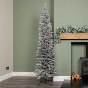 SAMUEL ALEXANDER 6ft (1.8m) Grey Artificial Pencil Christmas Tree With Green Metal Stand and 321 Tips