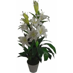 Leaf - 90cm (3ft) Artificial Lily Stargazer Style Lillies Plant Large Flowers White
