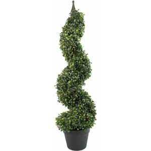 Leaf - 90cm (3ft) Tall Artificial Boxwood Tower Tree Topiary Spiral Metal Top
