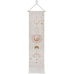ALWAYSH Bohemian Tapestry, 32.5 x 130 cm Moon Tapestry, Wall Hanging Tapestry, Moon Phase and Constellation Pattern, with Hanging Rod, Cord and Hook, for