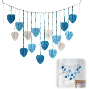 Macrame Wall Hanging Leaves Bohemian Style Large Woven Tapestry for Women Bedroom Living Room Kids Room Decor Gift Blue - Alwaysh