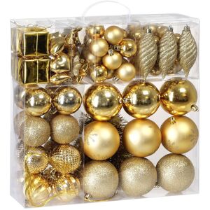 Deuba Casaria® Christmas Tree Baubles Set 103 Pieces Hanging Balls, Decoration Stars, Cones, Bells Ornaments for Indoor and Outdoor Glossy, Glittery and