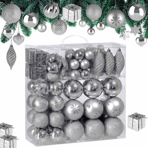 Deuba Casaria® Christmas Tree Baubles Set 103 Pieces Hanging Balls, Decoration Stars, Cones, Bells Ornaments for Indoor and Outdoor Glossy, Glittery and