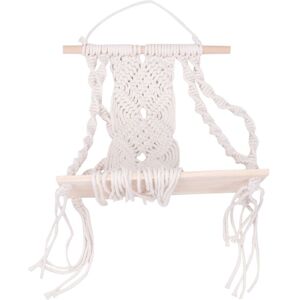 TLILY Boho Macrame Wall Hanging Shelf Handmade Woven Tassel Tapestry Rack Wood Floating Storage Hanger for Home Decor