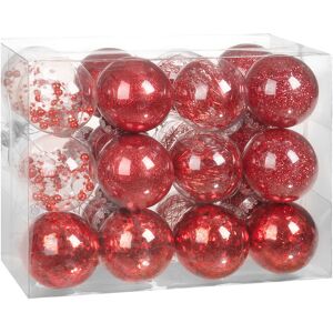 Casaria Christmas Baubles 24-Piece Set Shatterproof Transparent Plastic Ornaments Customisable Ideal for Tree Decorations and Festive Home Décor 6cm Red