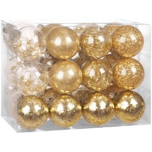 Casaria Christmas Baubles 24-Piece Set Shatterproof Transparent Plastic Ornaments Customisable Ideal for Tree Decorations and Festive Home Décor 7cm Gold